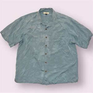 Tommy Bahama Silk Hawaiian Aloha Shirt Men’s XL Teal Floral Tropical